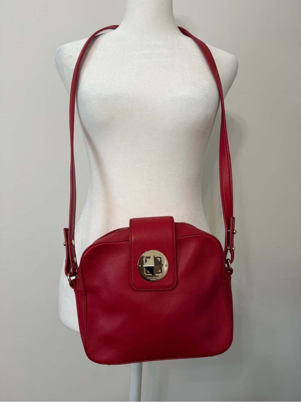 kate spade Red Leather Crossbody Camera Bag with Gold-Tone Turnlock